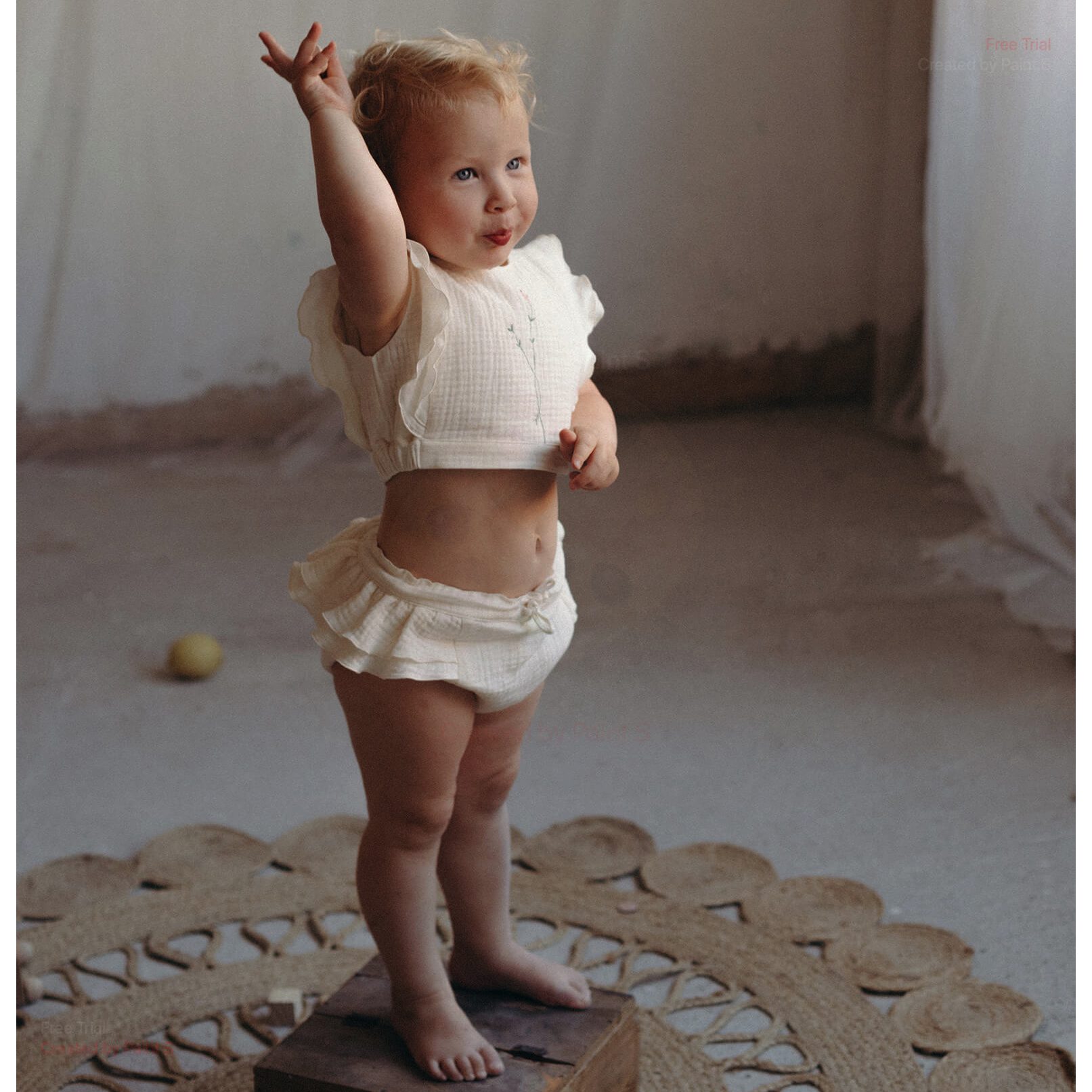 Organic Embroidered Top & Organic Culotte | Off White