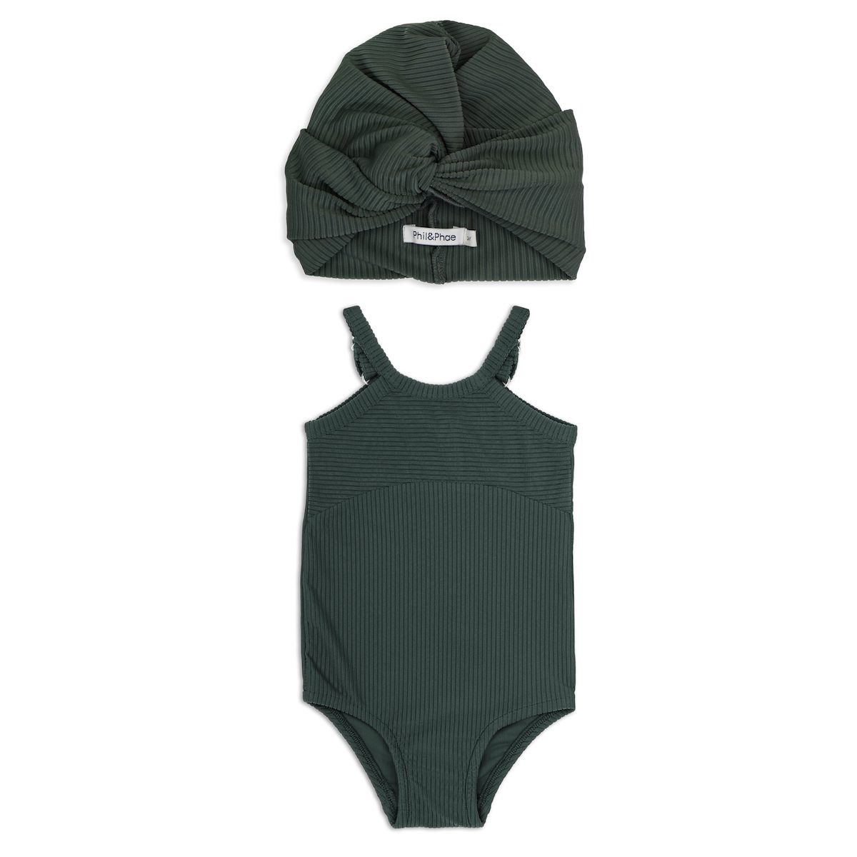 Muted Emerald Swimsuit & UV Bonnet Set
