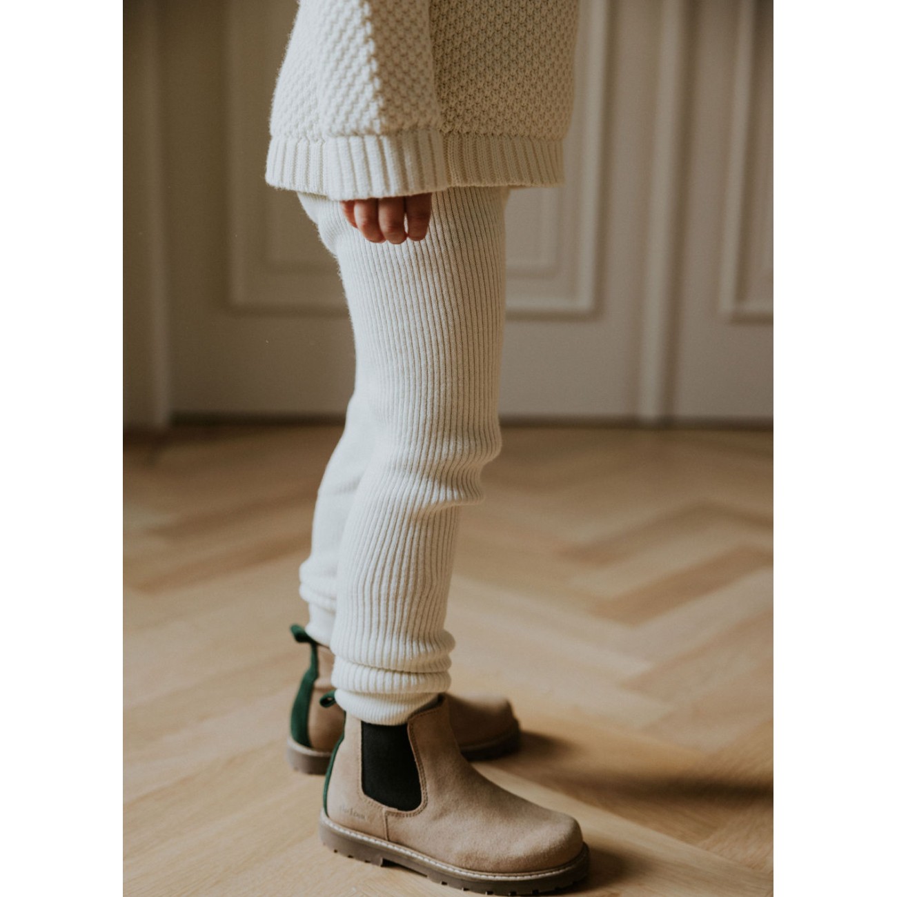 Knitted Leggings Fine Rib Pearl