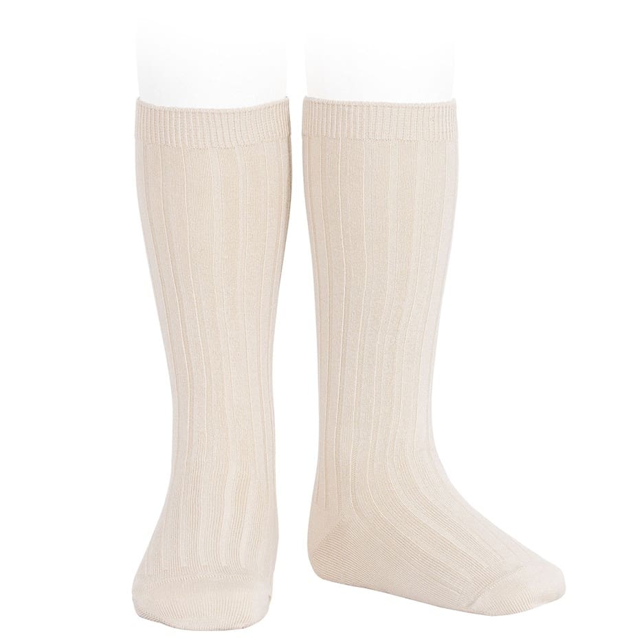 2016/2 Basic Ribbed Knee High Socks | Linen 304