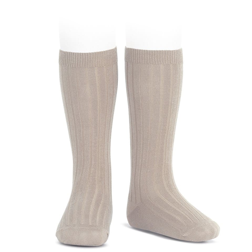 2016/2 Basic Ribbed Knee High Socks | Stone 334