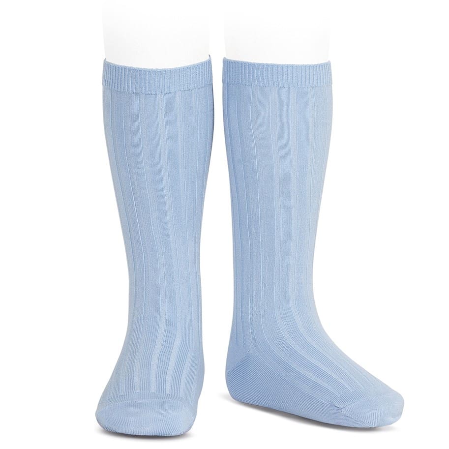 2016/2 Basic Ribbed Knee High Socks | Light Blue 429