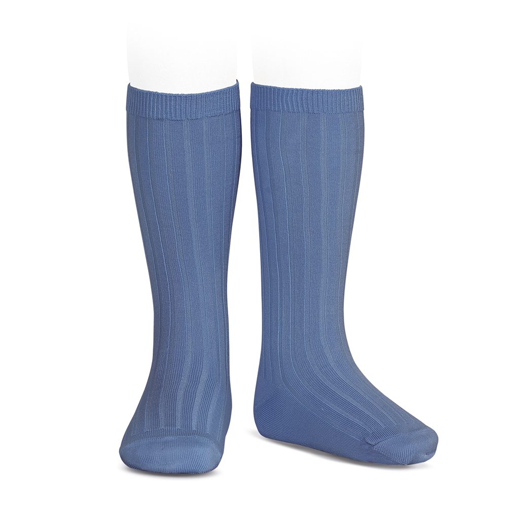 2016/2 Ribbed Knee High Socks | French Blue (449)