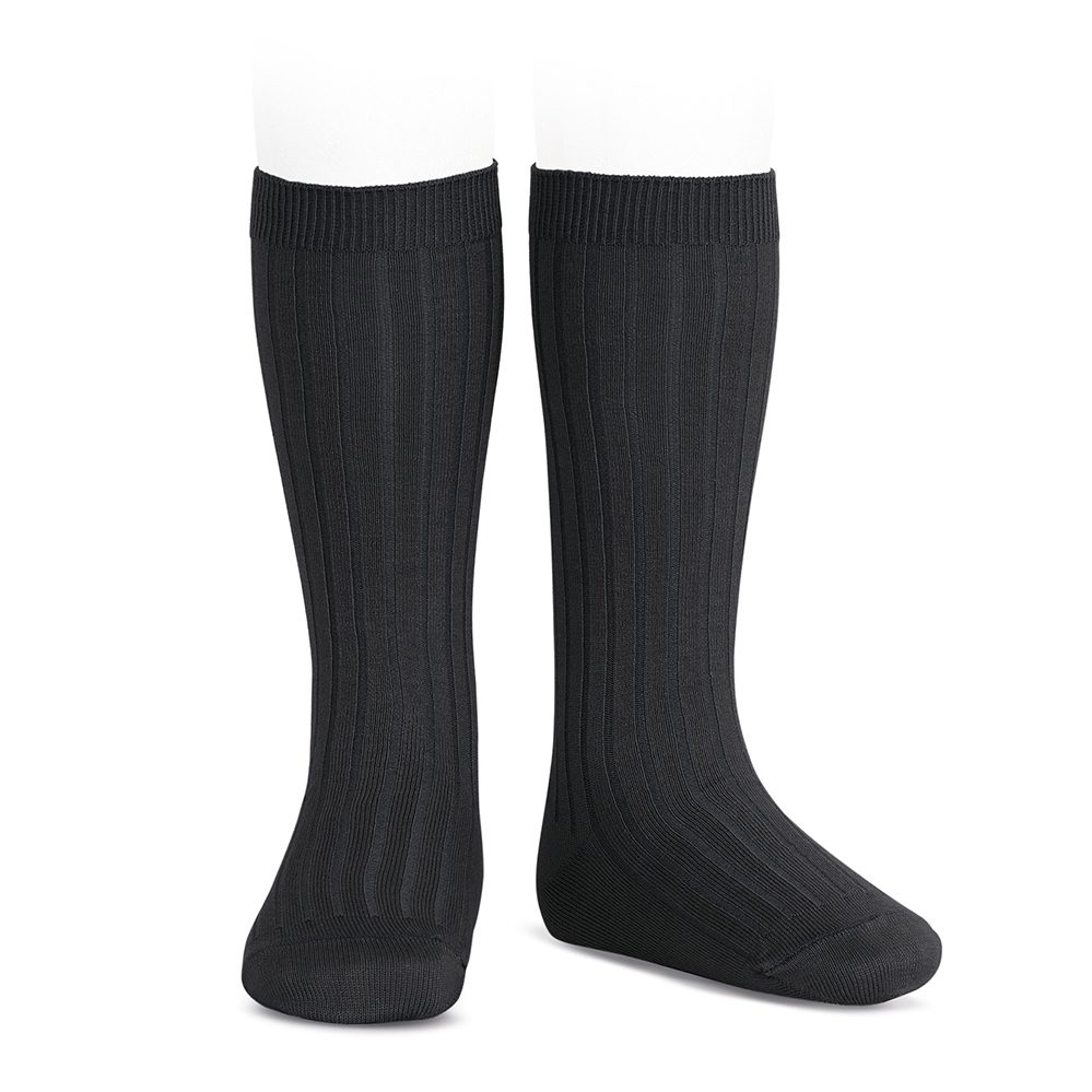 2016/2 Ribbed Knee High Socks | Black (900)