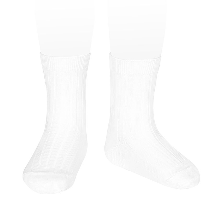 2016/4 Basic Ribbed Short Socks | White 200