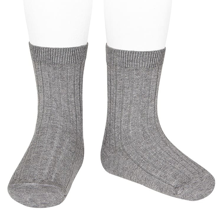 2016/4 Basic Ribbed Short Socks | Light Grey 230