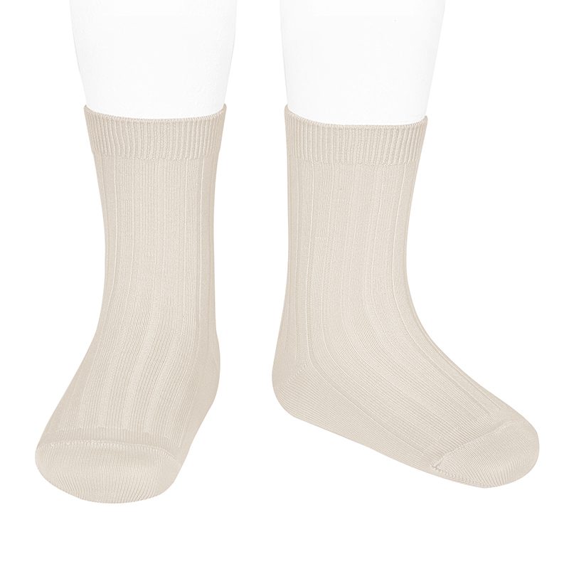 2016/4 Basic Ribbed Short Socks | Linen 304