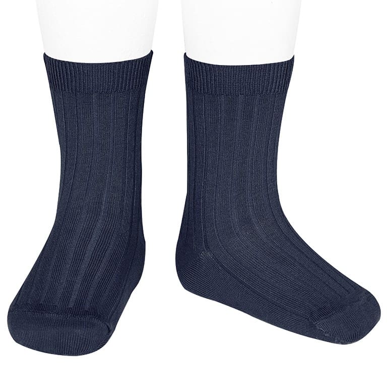 2016/4 Basic Ribbed Short Socks | Navy 480