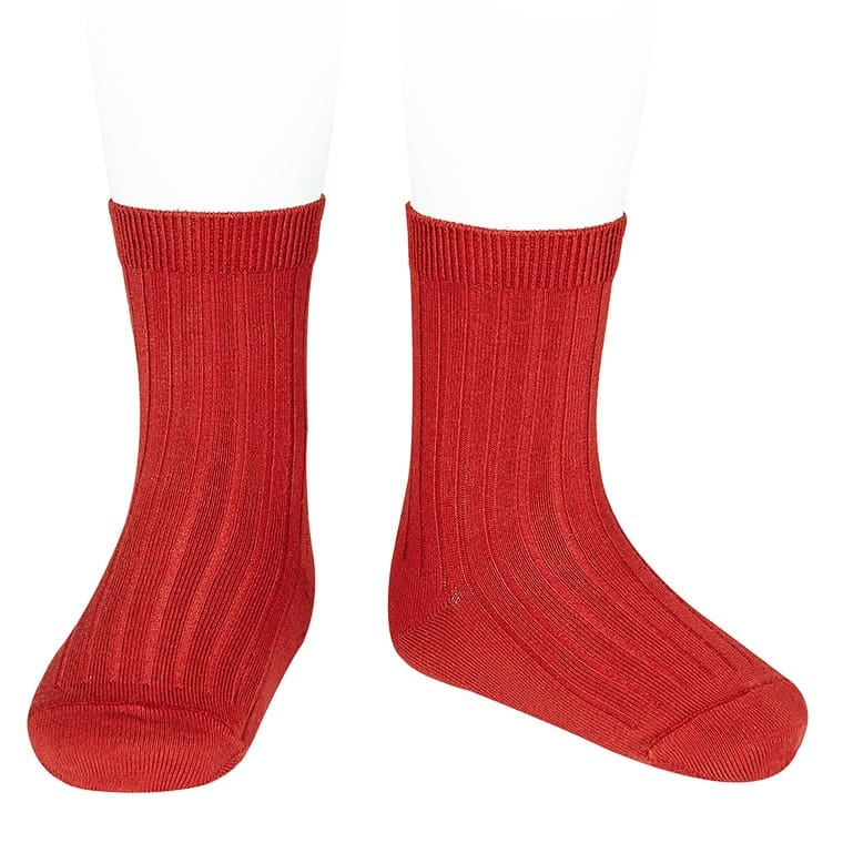 2016/4 Basic Ribbed Short Socks | Red 550