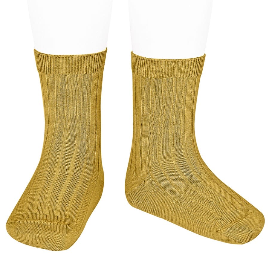 2016/4 Basic Ribbed Short Socks | Mustard 629