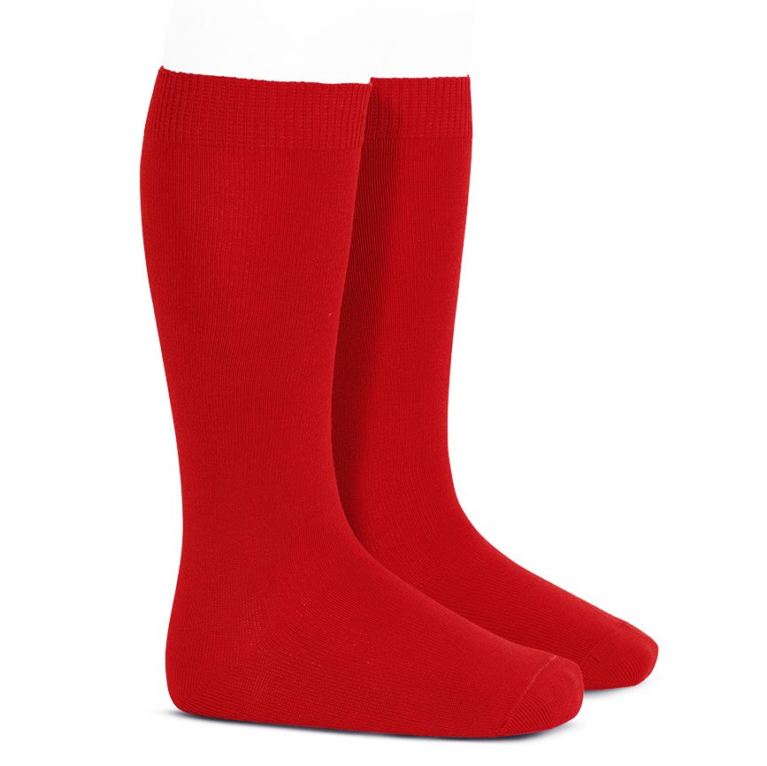 Plain Stitch Knee High Socks | Red (550)