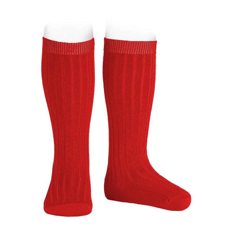 MERINO WOOL-Blend Rib Knee High Socks | Rosso (976)
