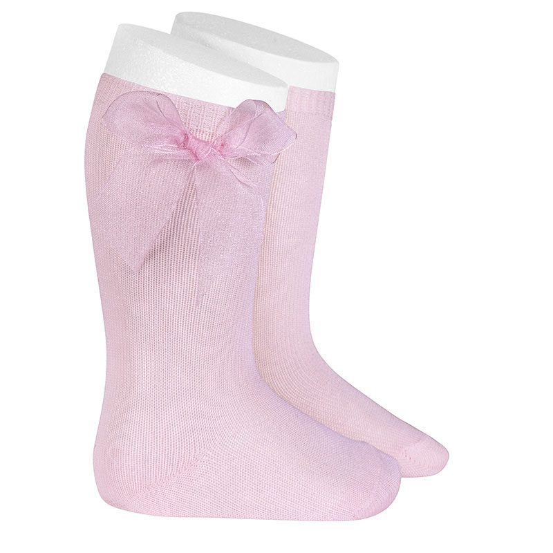 Knee High Socks W/ Organza Bow | Pink (500)