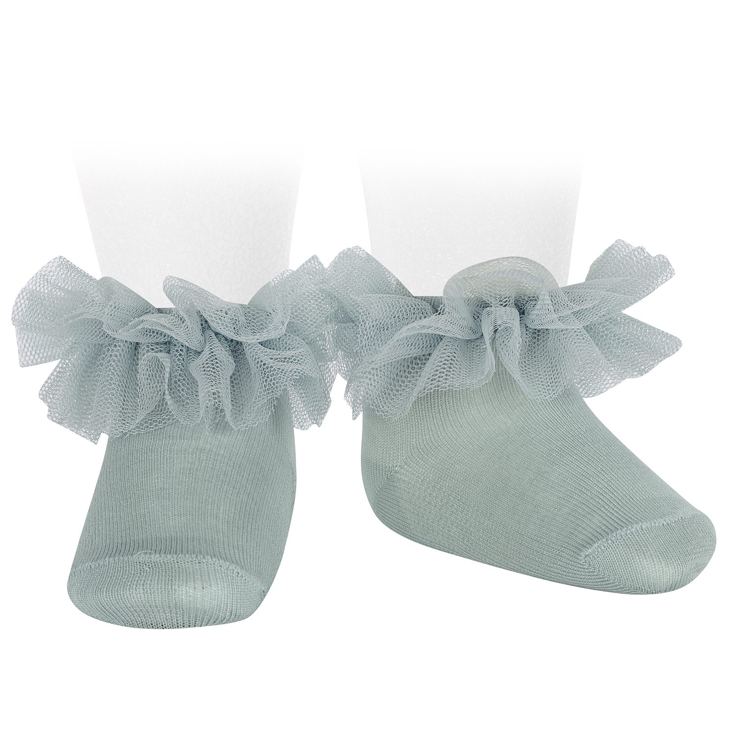 2488/4 Frill Tulle Ankle Socks | Sea Mist (495)
