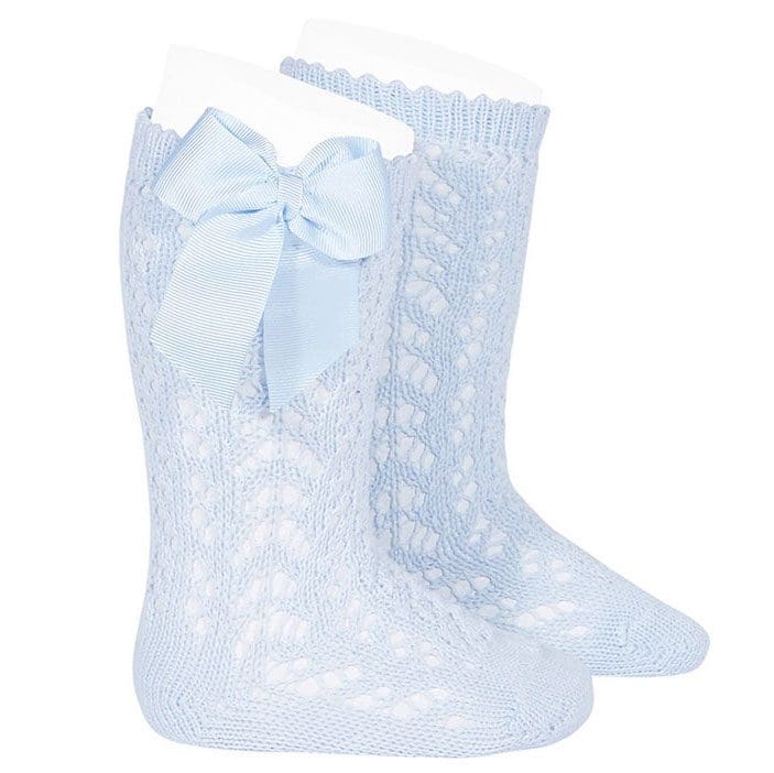 Openwork Bow High Socks | Baby Blue (410)