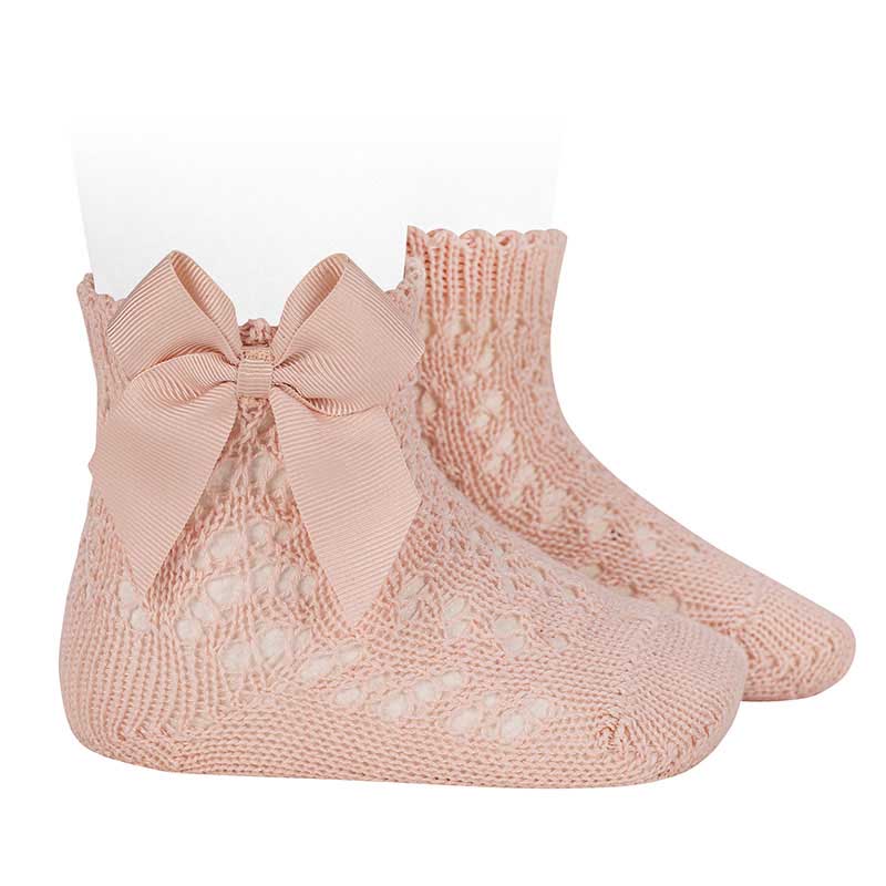 Perle Openwork Short Socks W/ Bow | Nude (674)