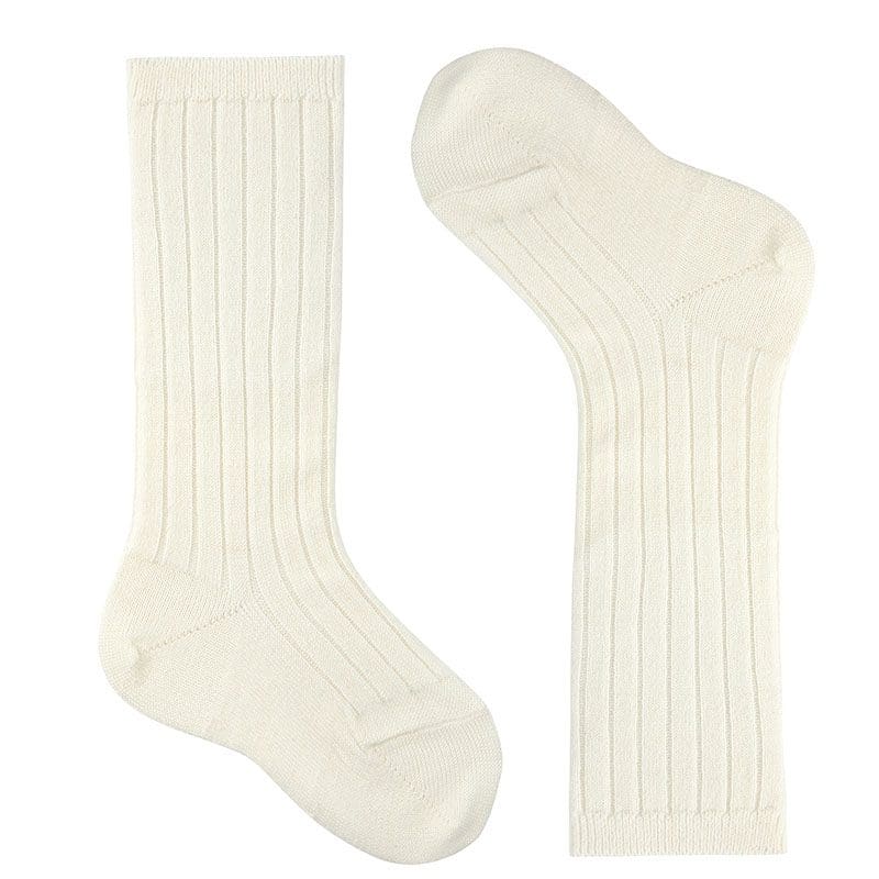 1216/2 Merino Wool Blend Rib Knee Socks | Beige (913)