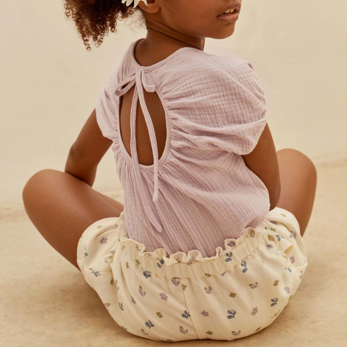 Nina Open Back Muslin Top & Flower Short | Set