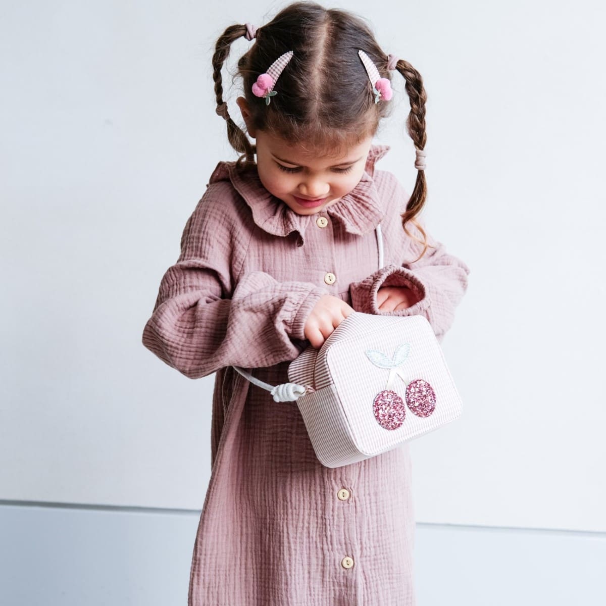 Gingham Cherry Clips