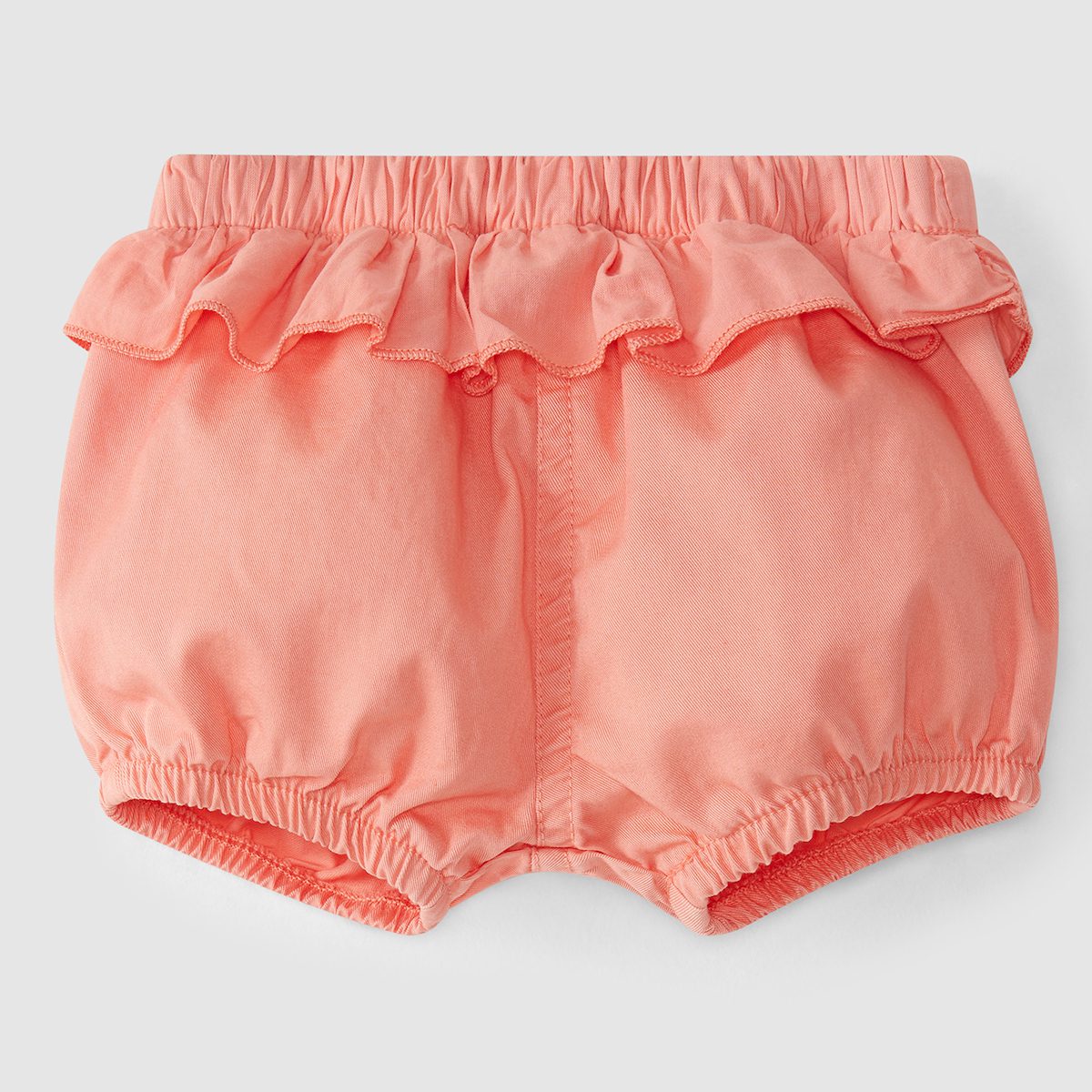 Salmon Floral Plumeti Blouse & Coral Shorts W/ Ruffle