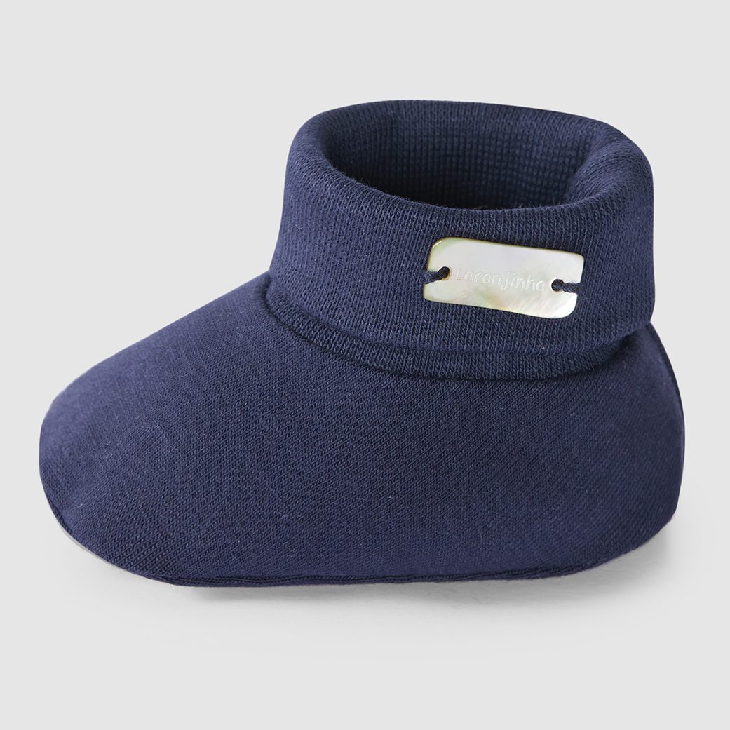 Navy Cotton Jersey Booties