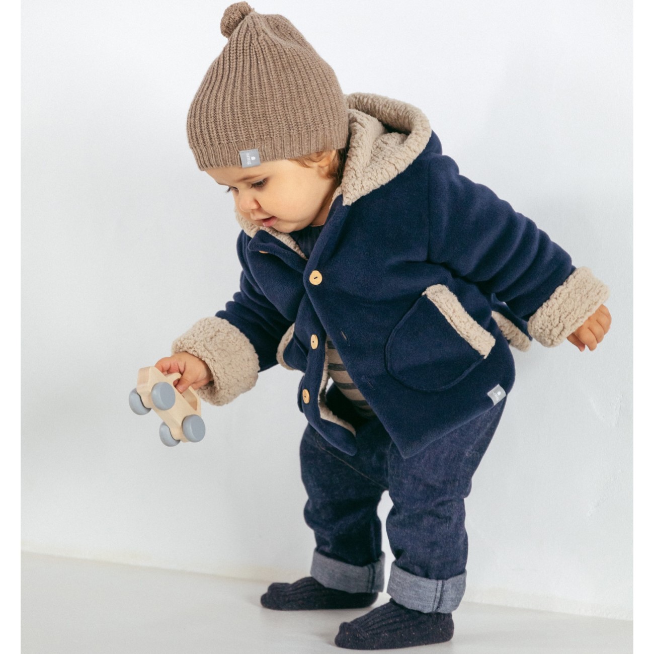 Fleece Hooded Jacket | Navy Blue