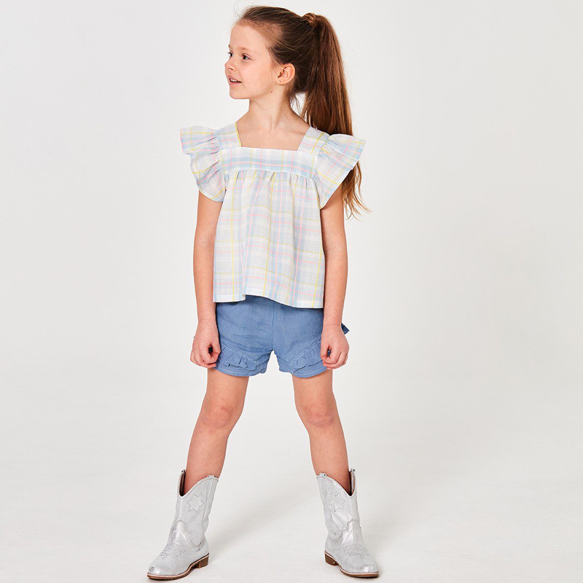 Neon Glow Ruffle Blouse