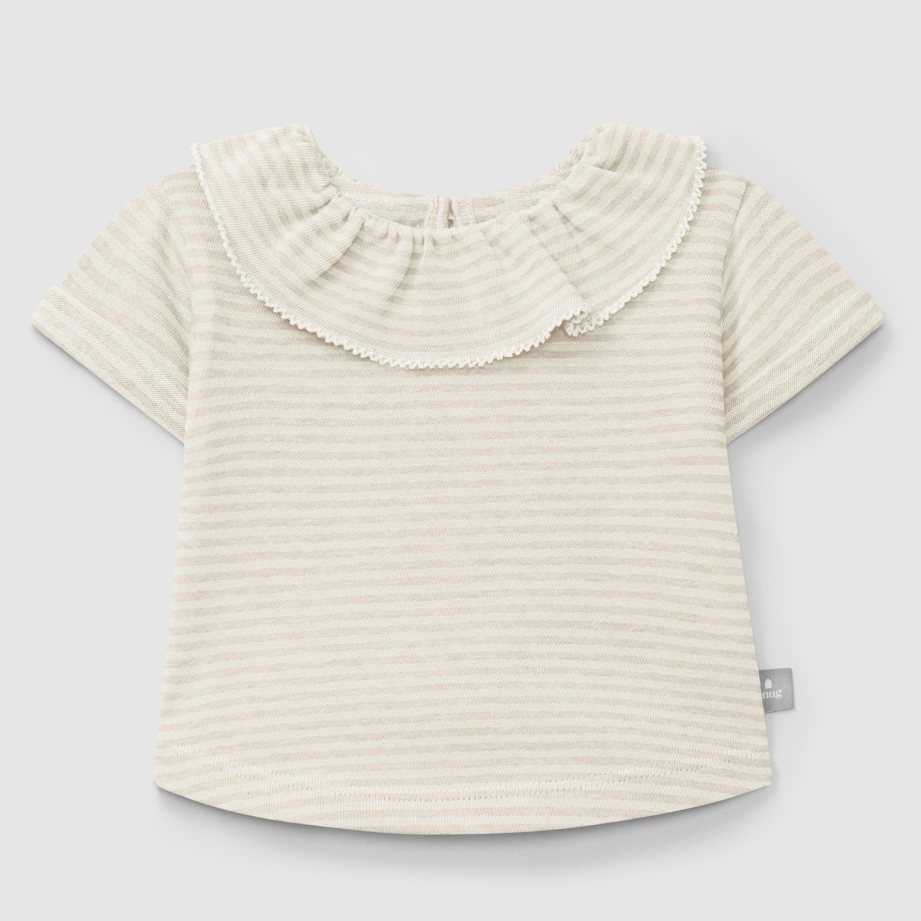 Striped T-shirt W/ Ruffled Collar