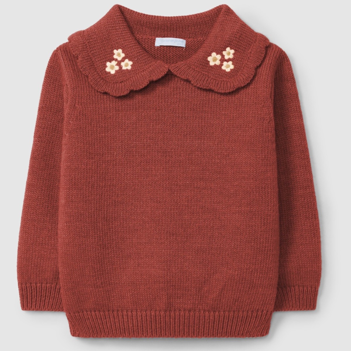 Knitted Jumper Embroidered Flower Collar