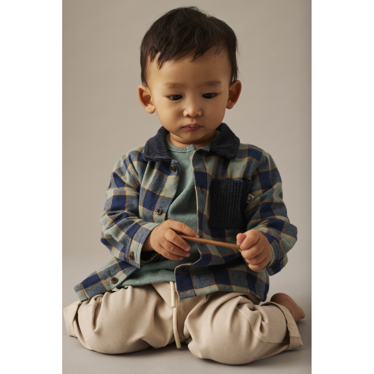 Arctic Blue Check Flannel Shirt & Stone Twill Pants