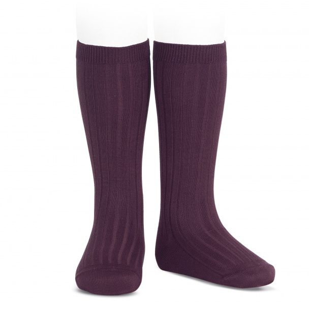 2016/2 Basic Ribbed Long Socks | Burdeaux (197)
