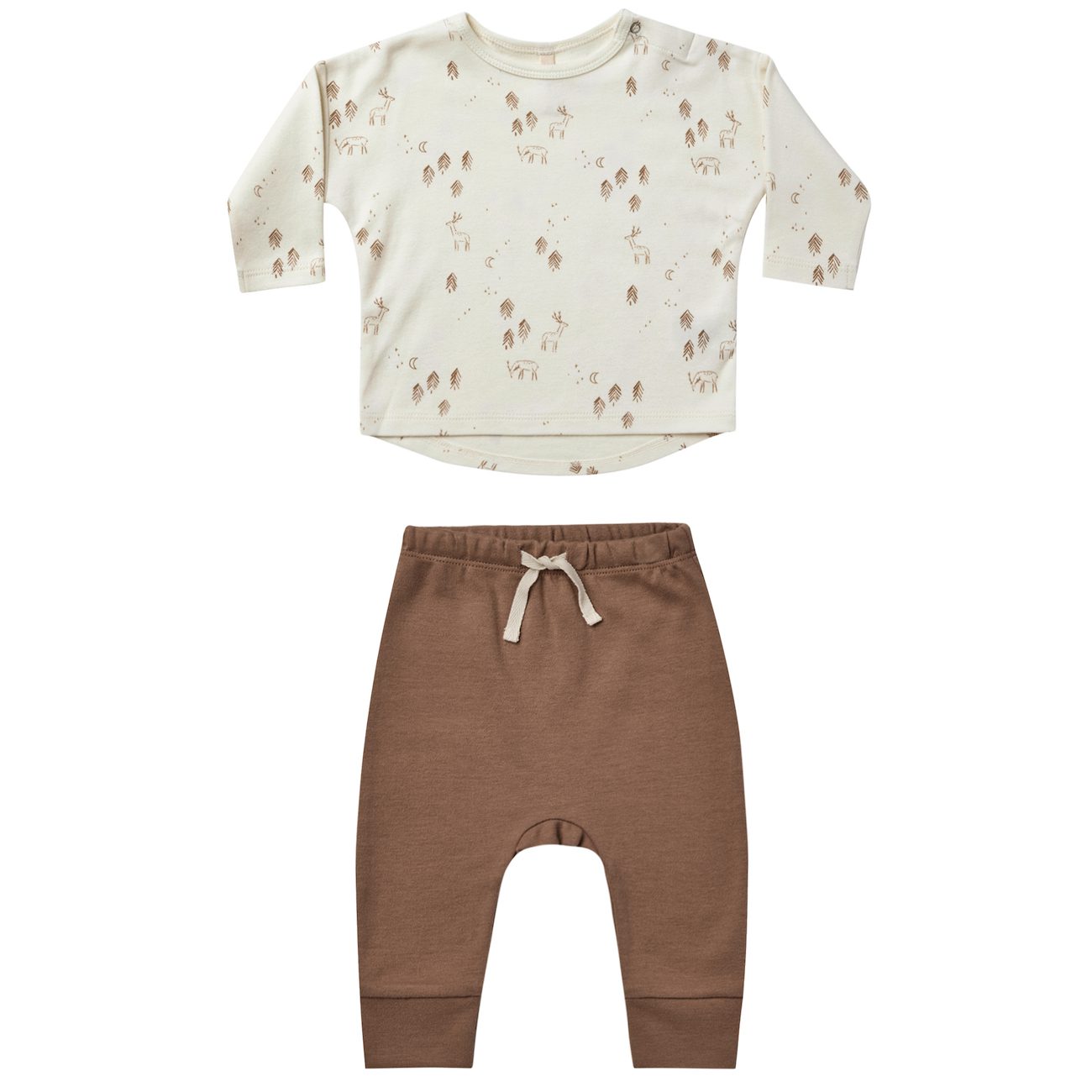 Woodland Long Sleeve Tee & Cocoa Drawstring Pant