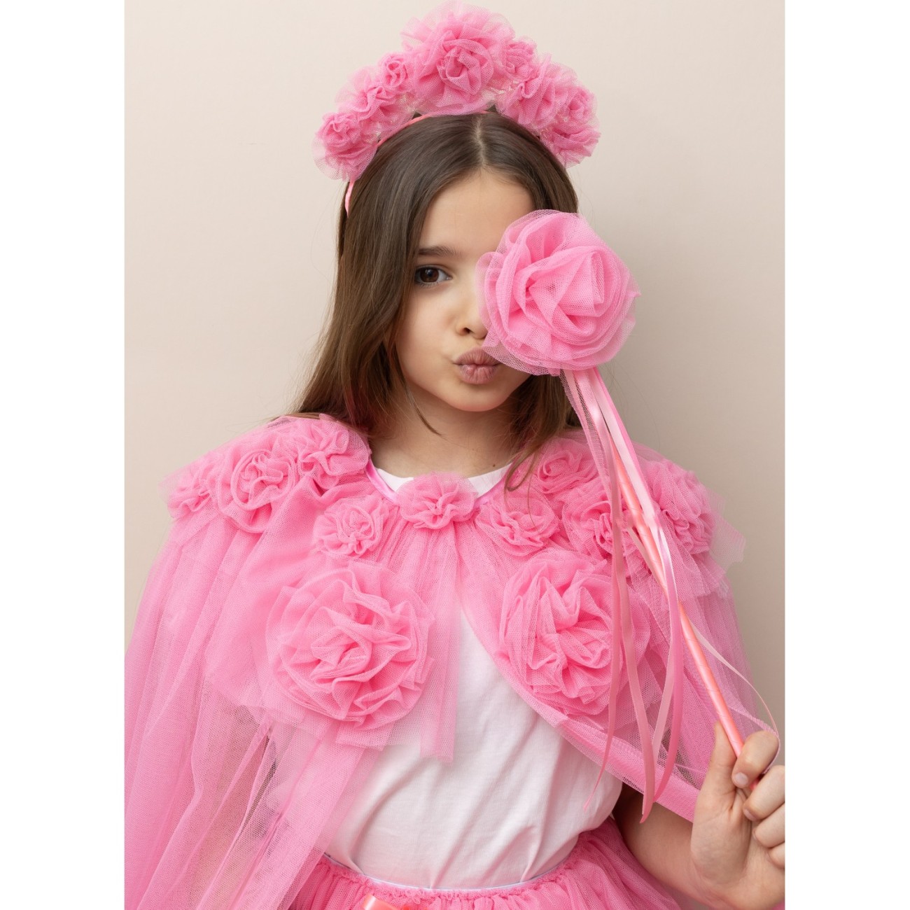 Pink Ruffle Flower Headdress