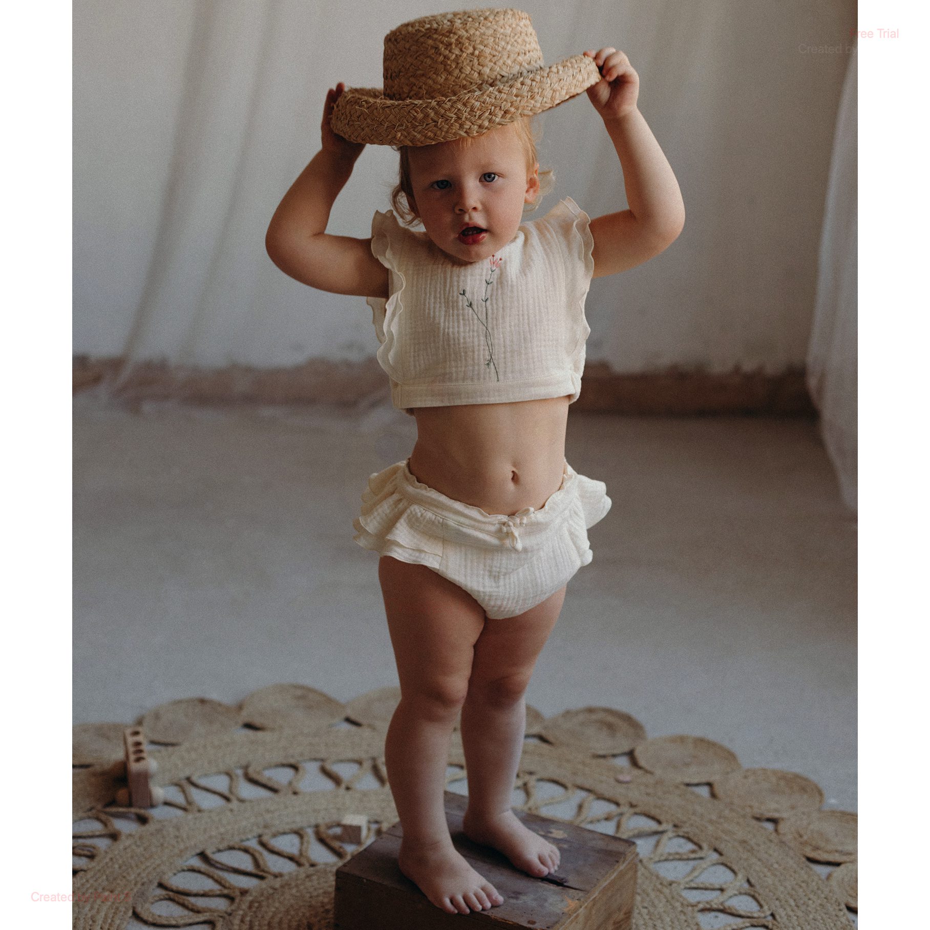 Organic Embroidered Top & Organic Culotte | Off White