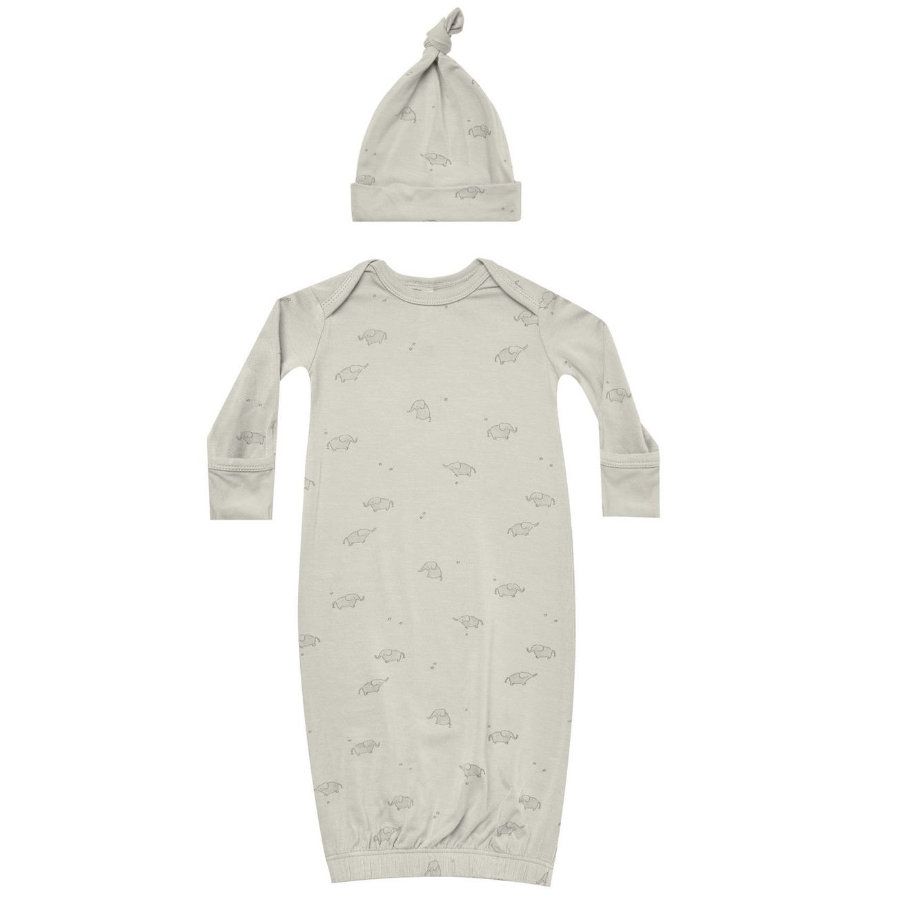 Bamboo Baby Gown & Hat Set | Elephants