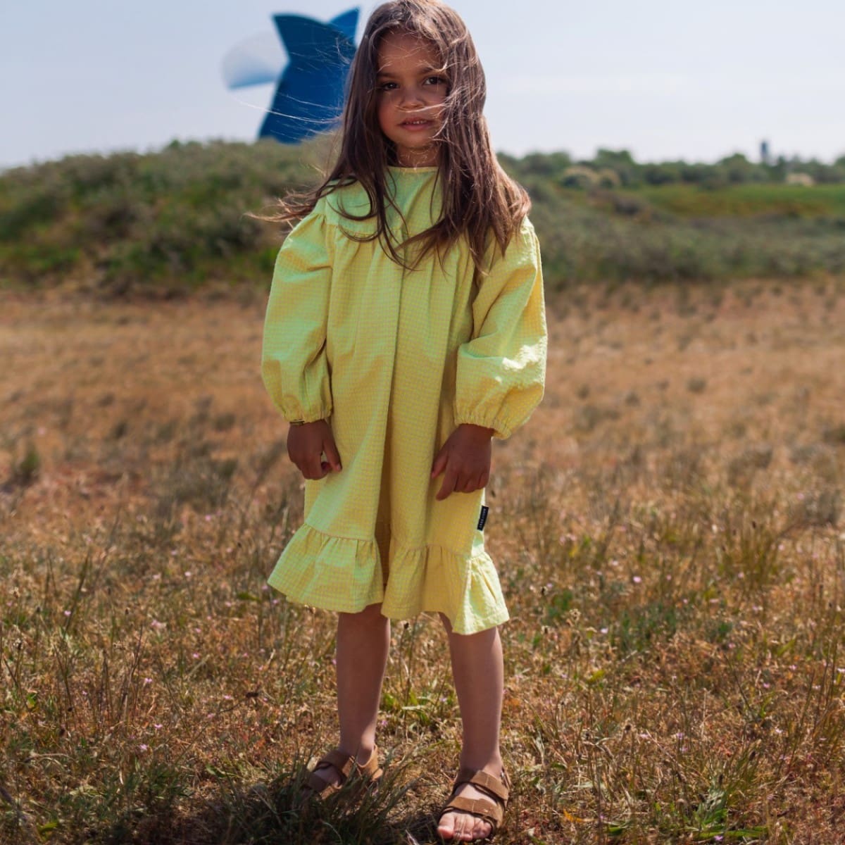 Bold Checked Dress Cozy Yellow