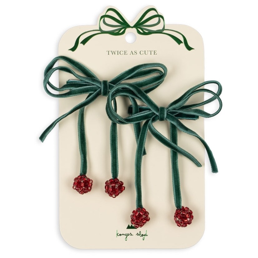 2 Pack Cherry Bow Hair Clips Smoke Pine