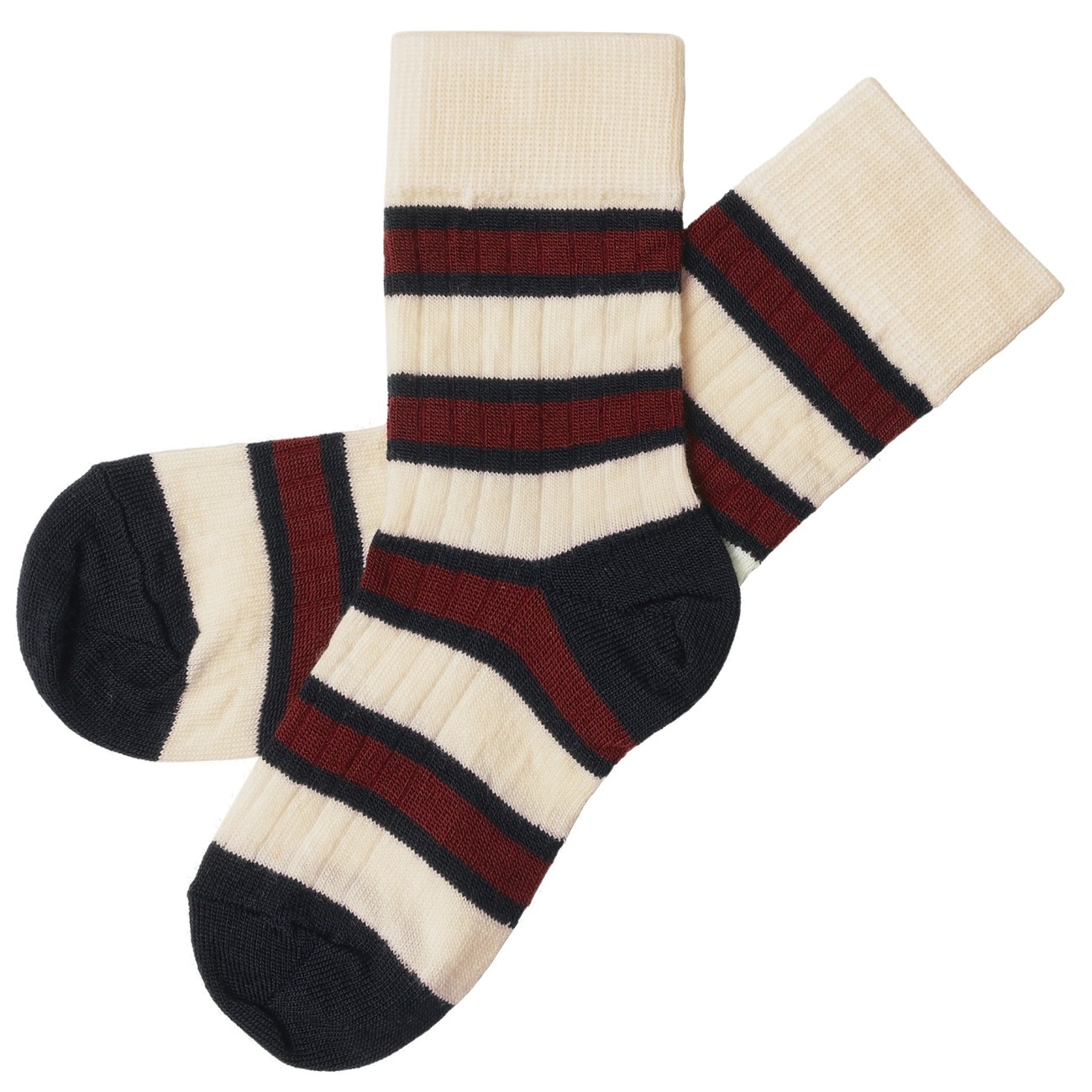 2 Pack Two Tone Stripe Socks Ecru