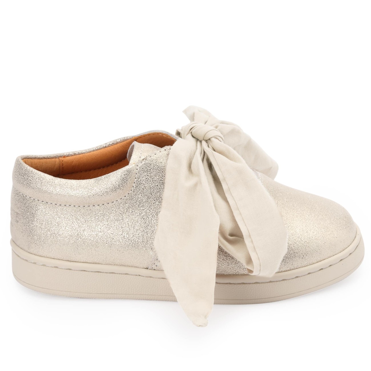 Emilia Organza Sneakers | Silver Metallic Leather