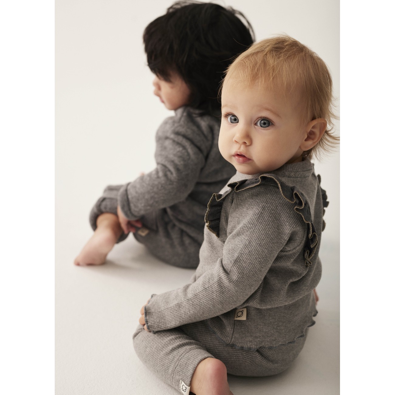 Soft cotton Rib Baby Sweater & Leggings Grey
