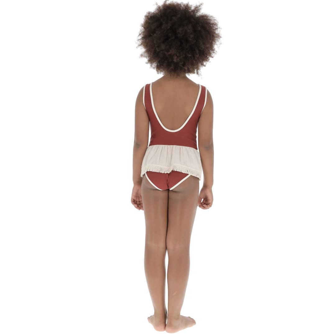 Swimsuit Striped Ruffle | Lava