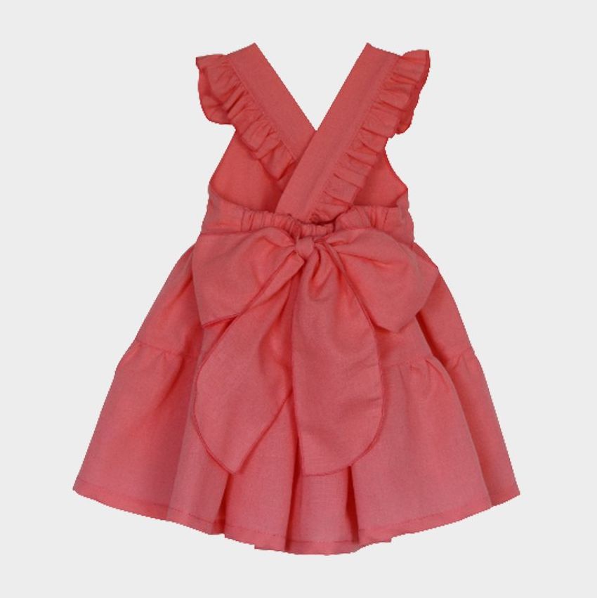 Coral Linen W/ Bow On The Back Dress