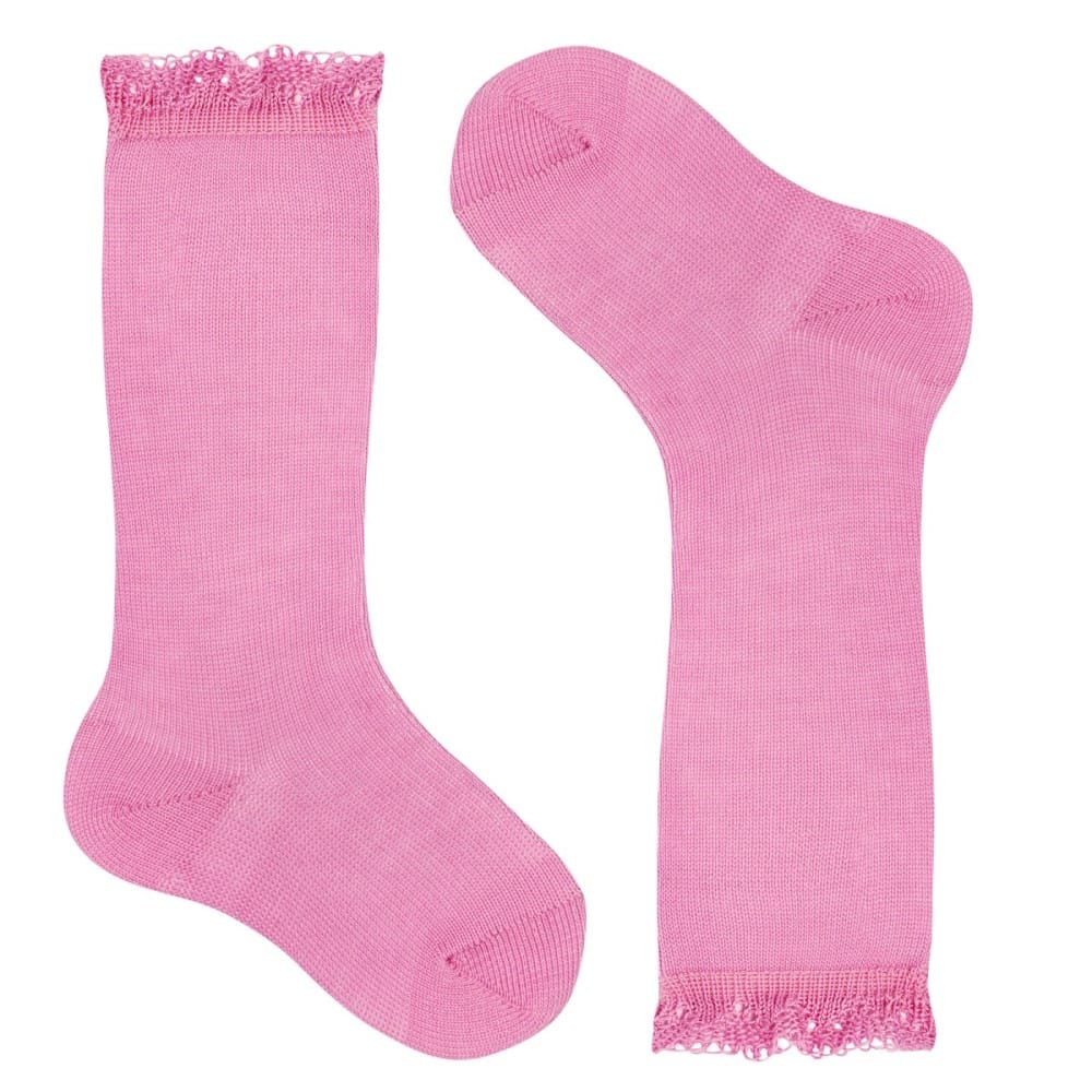 2362/2 Knee High Socks W/ Openwork Cuff | Chewing Gum 568