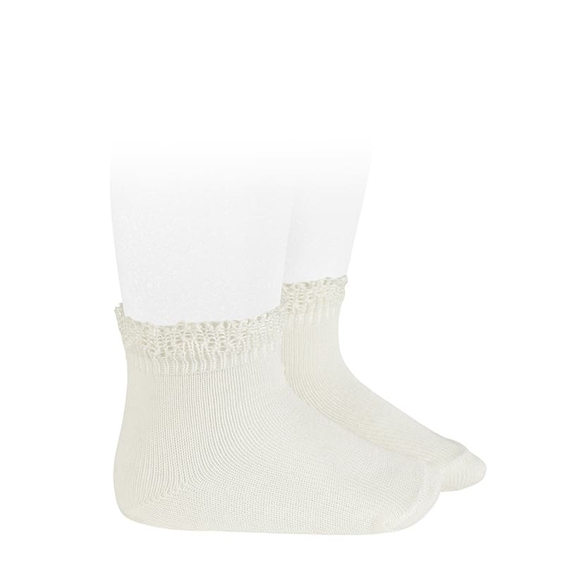 2362/4 Ceremony Short Socks W/ Openwork Cuff | Cream 202