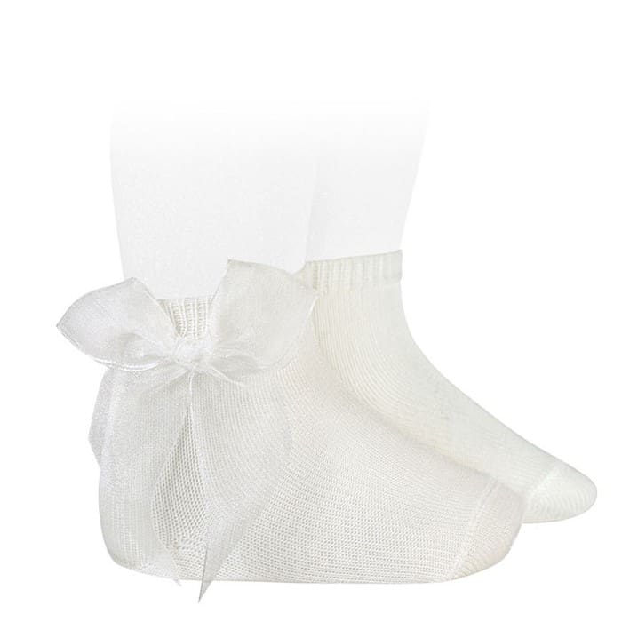 2439/4 Ceremony Short Socks W/ Organza Bow | Cream 202
