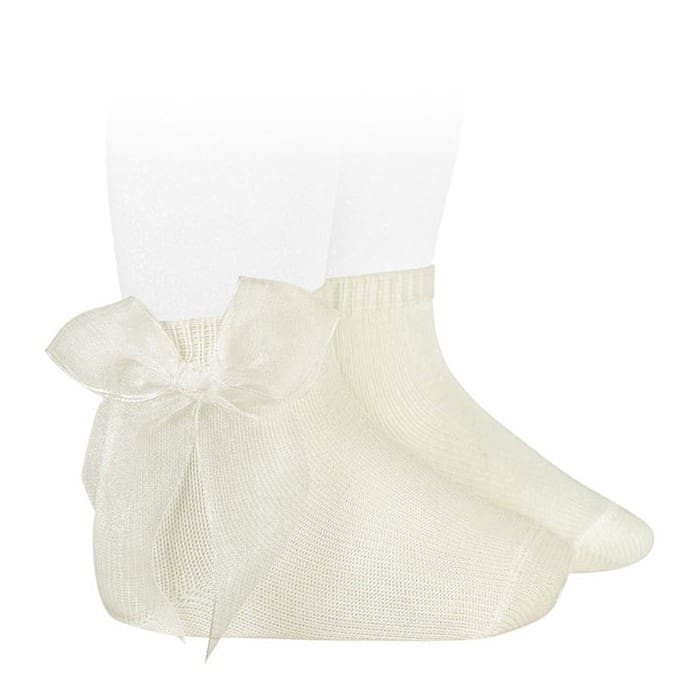 2439/4 Ceremony Short Socks W/ Organza Bow | Beige 303
