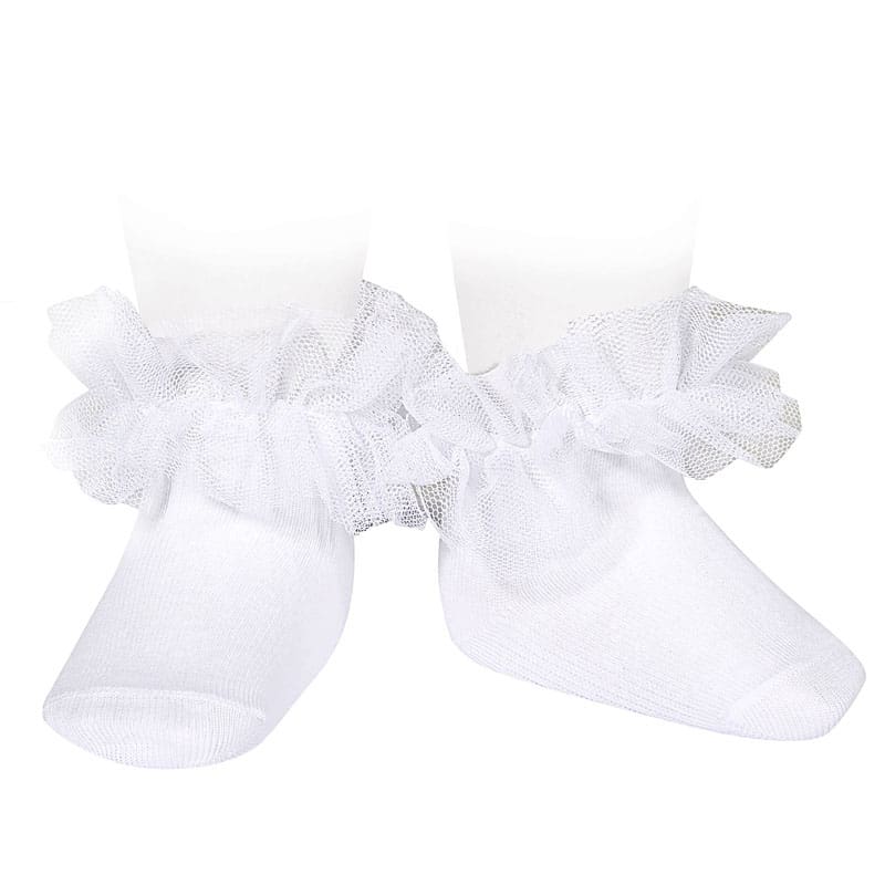 2488/4 Frill Tulle Ankle Socks | White 200