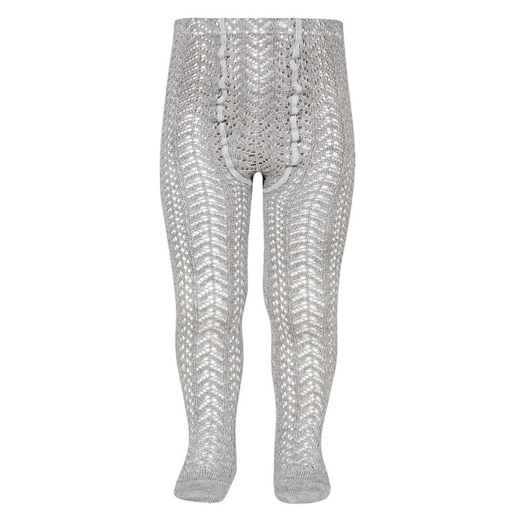 2529/1 Perle Cotton Openwork Tights | Aluminum 221
