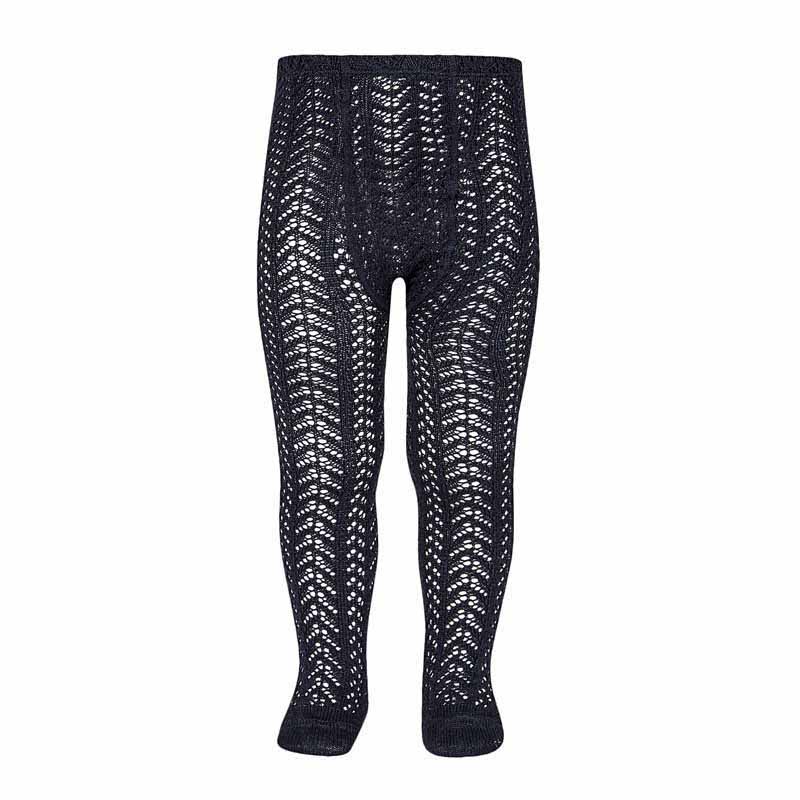 2529/1 Perle Cotton Openwork Tights | Navy Blue 480