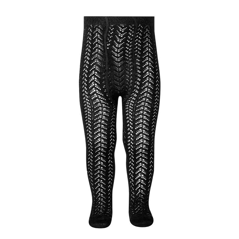 2529/1 Perle Cotton Openwork Tights | Black 900